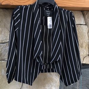 BRAND NEW black with thin white stripes career jacket, M